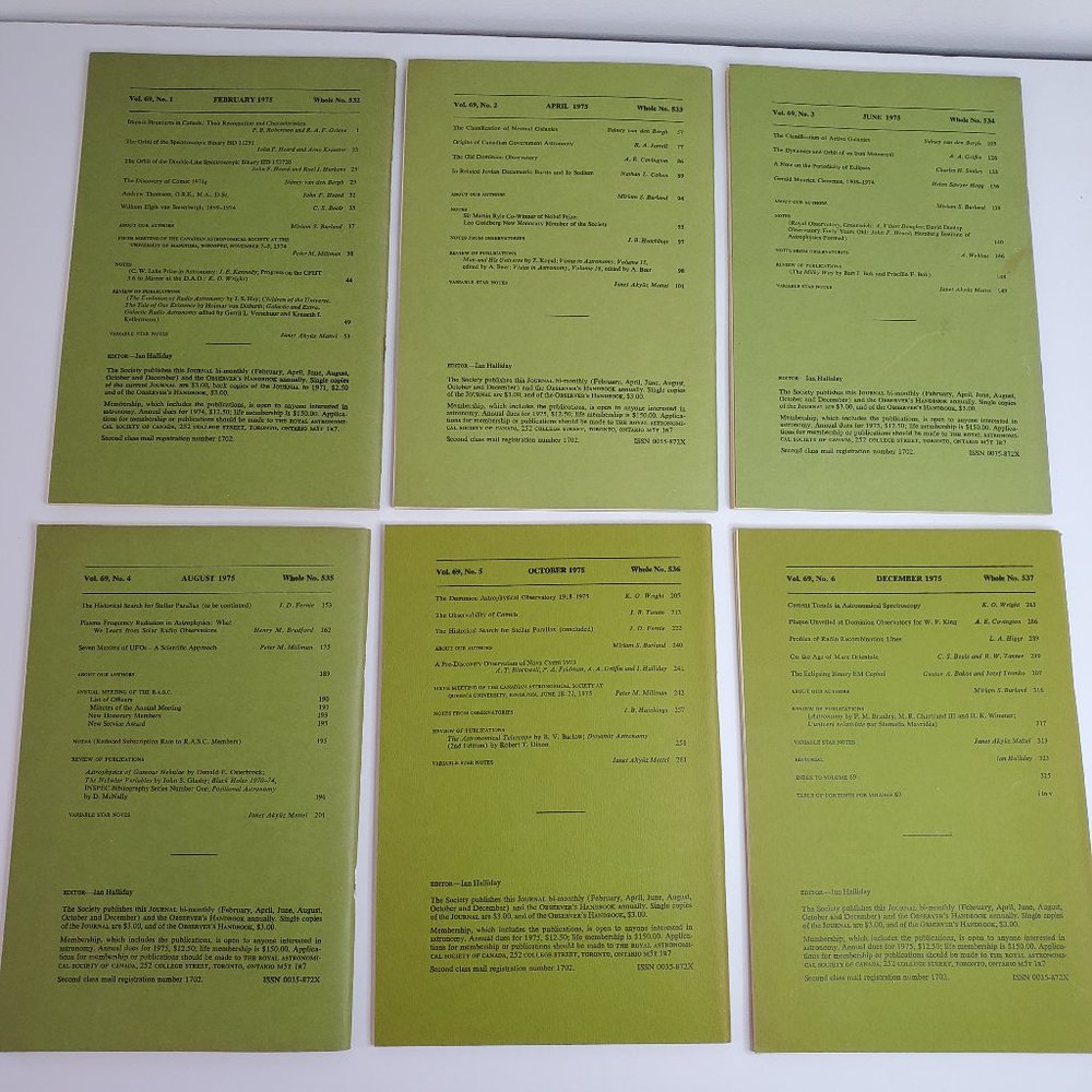 Vintage Journals of the Royal Astronomical Society of Canada Volume Set 69 1975 - Picture 3 of 11